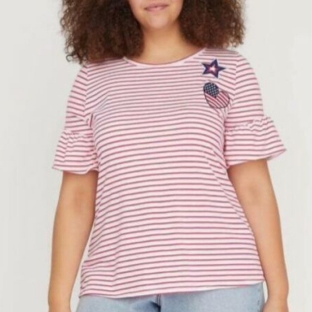 Lane Bryant Americana Striped Tee 22/24